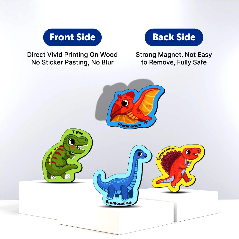 Dinosaur Wooden Fridge Magnets Set (10 Pieces)