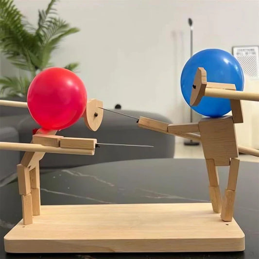 Balloon Bamboo Man Battle Wooden Two-Player Battle Game (Big Size 27 cm)