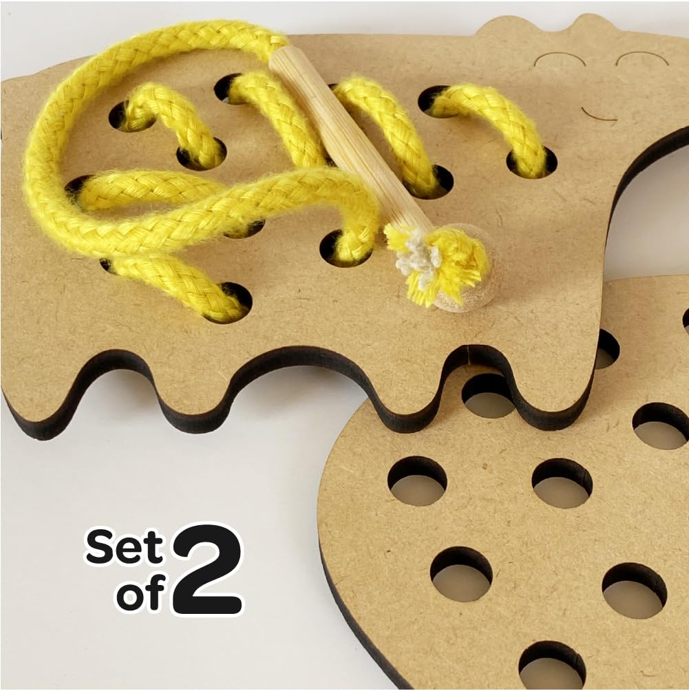 Wooden Lacing Toy Set – Bear & Mouse