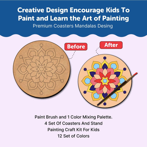 Advanced Mandala Wooden Coaster Painting Art & Craft Kit