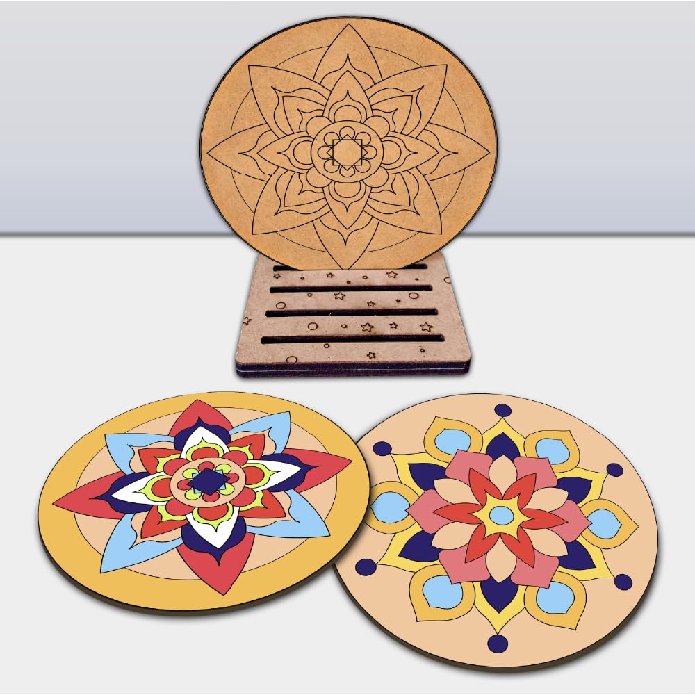 Advanced Mandala Wooden Coaster Painting Art & Craft Kit