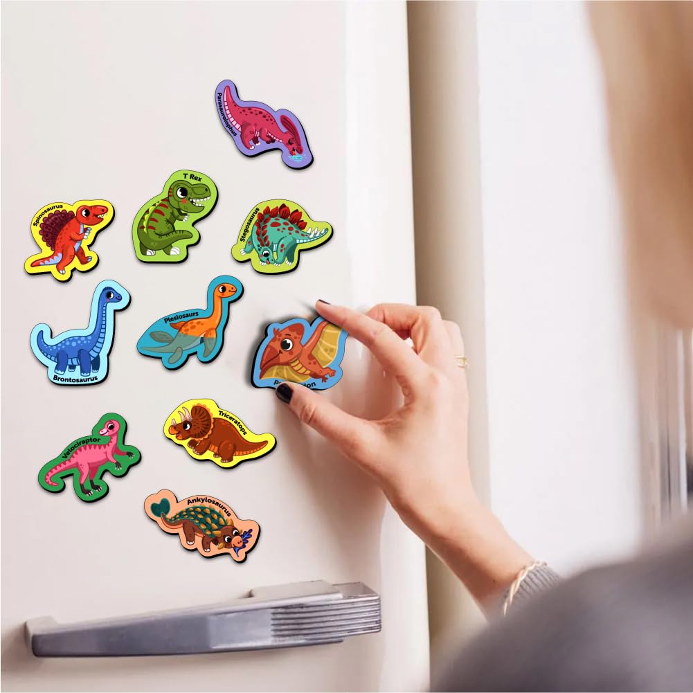 Dinosaur Wooden Fridge Magnets Set (10 Pieces)