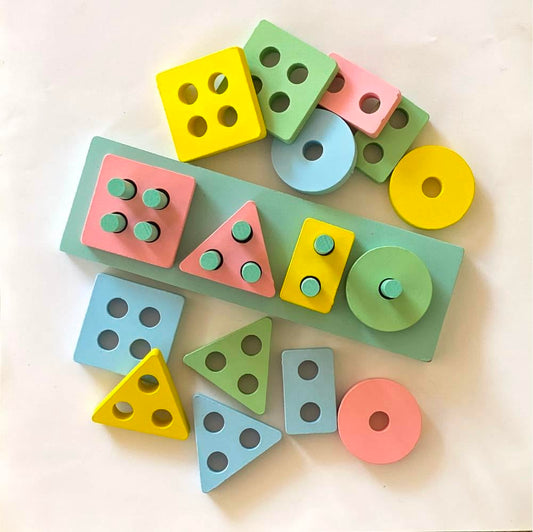 Wooden Color Sorter Stacking & Nesting Blocks Board for 2+ Years