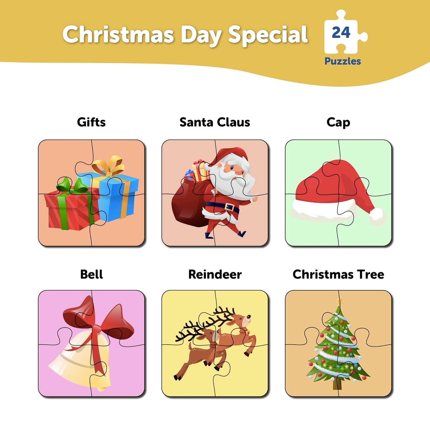 Christmas 4 Pieces Wooden Puzzles 2+ Years