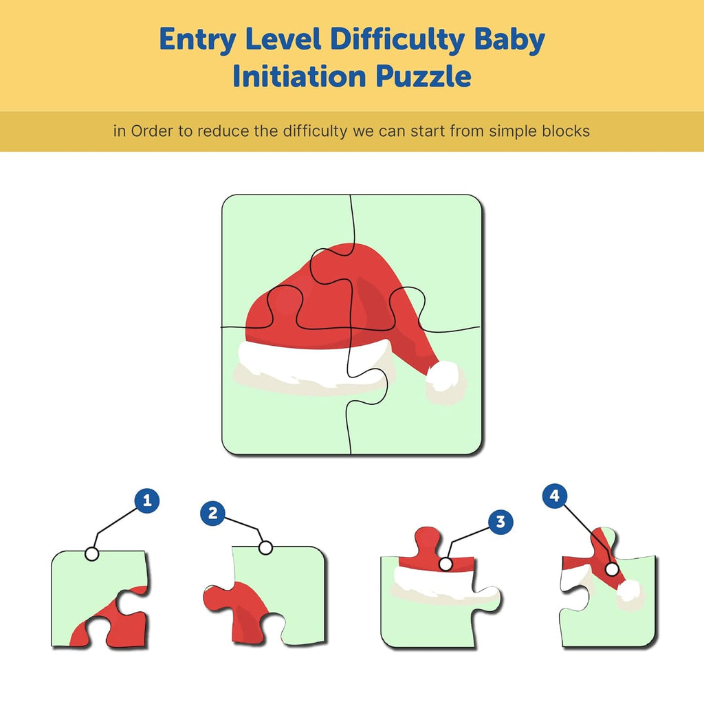 Christmas Wooden 4 Pieces Puzzle Set of 6