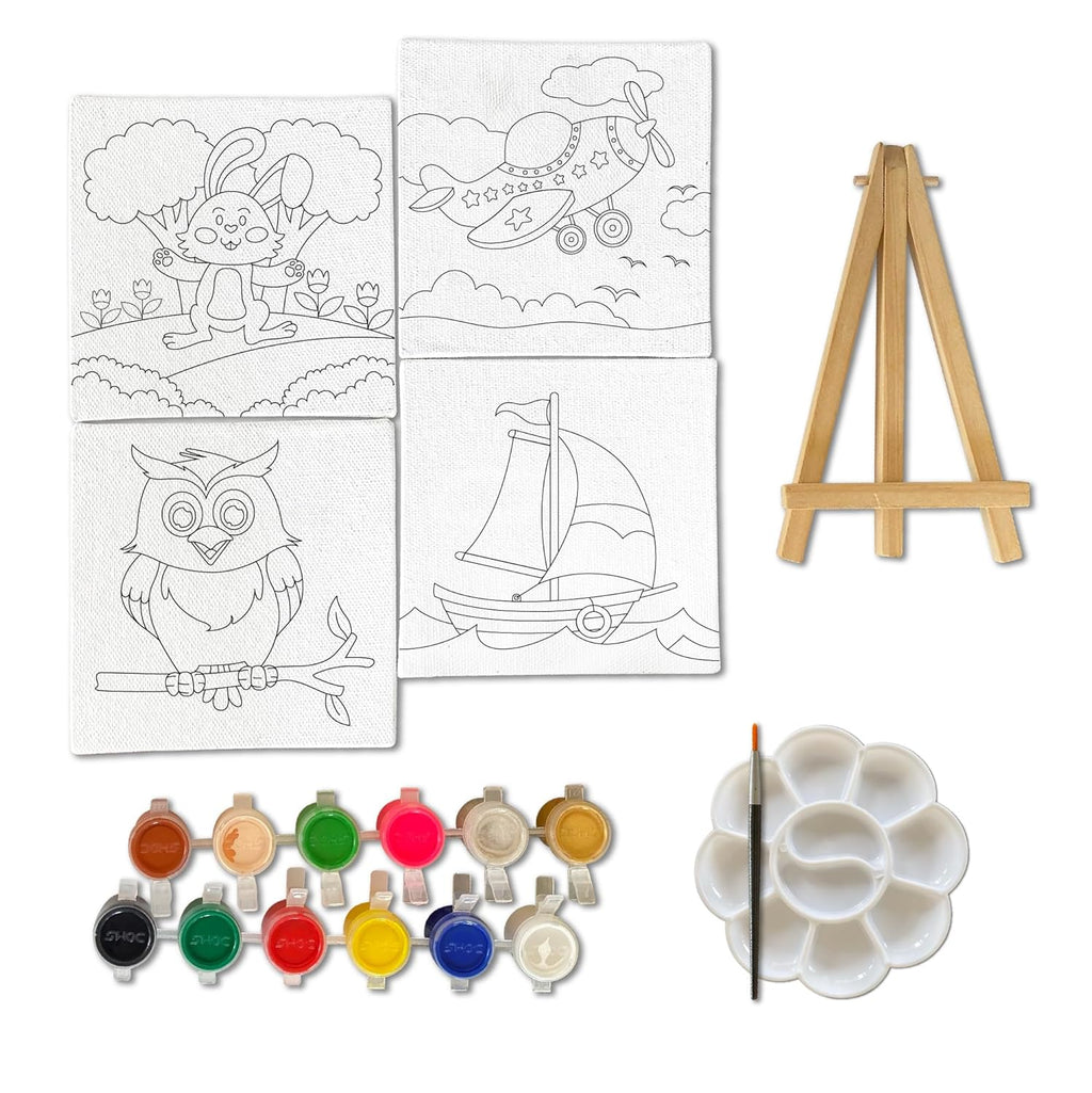 Canvas Craft Art Paint Kit for Beginner 4 to 6 Years- Set of 4