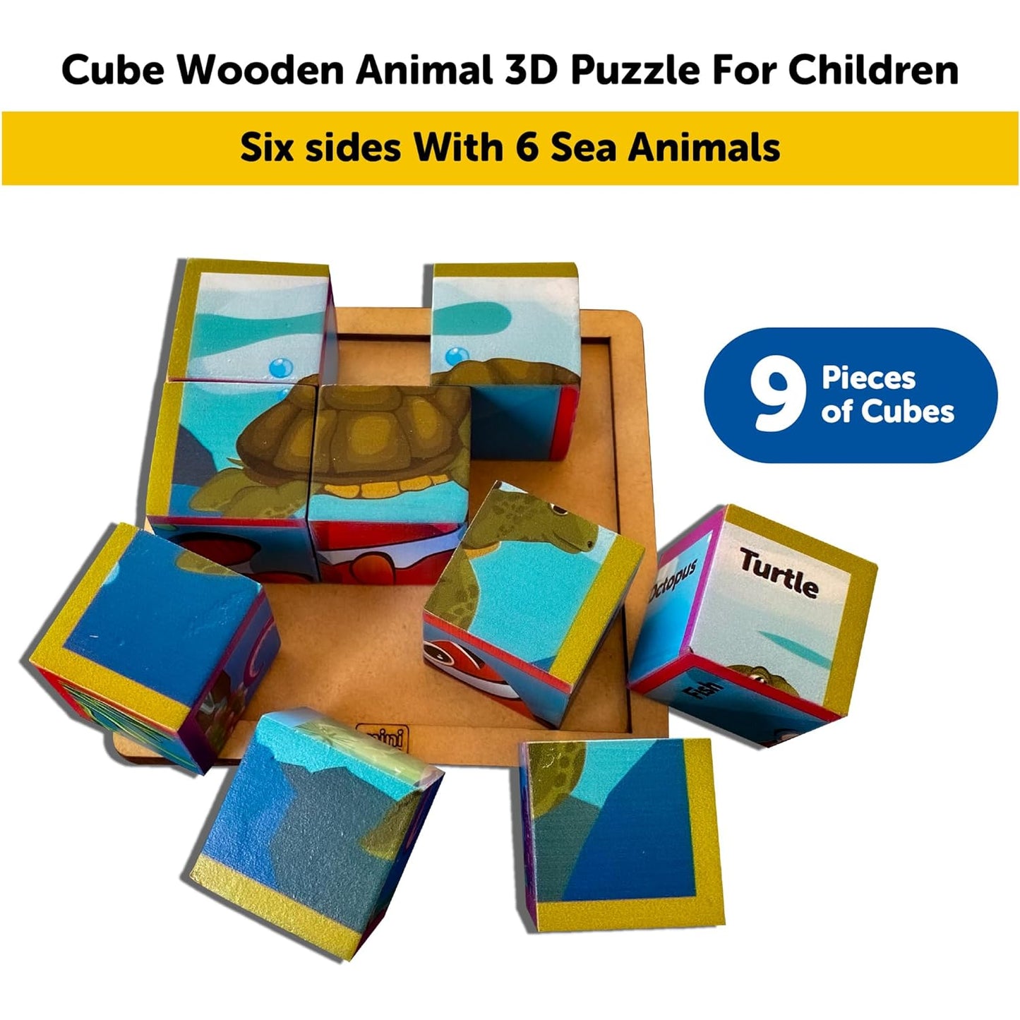 Cube Blocks Ocean Animals 6 Sides with 6 Animal 2+ Years