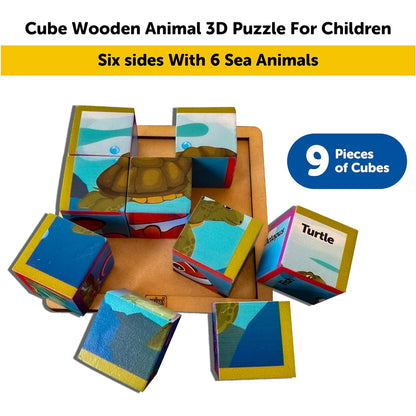 Cube Blocks Ocean Animals 6 Sides with 6 Animal 2+ Years