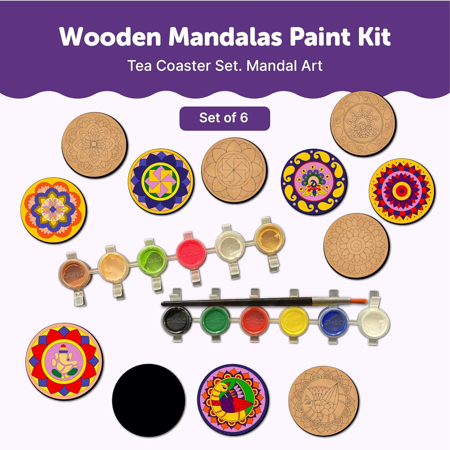 Mandala Tea Coasters Art and Craft Kit 6+ Years- Beginner