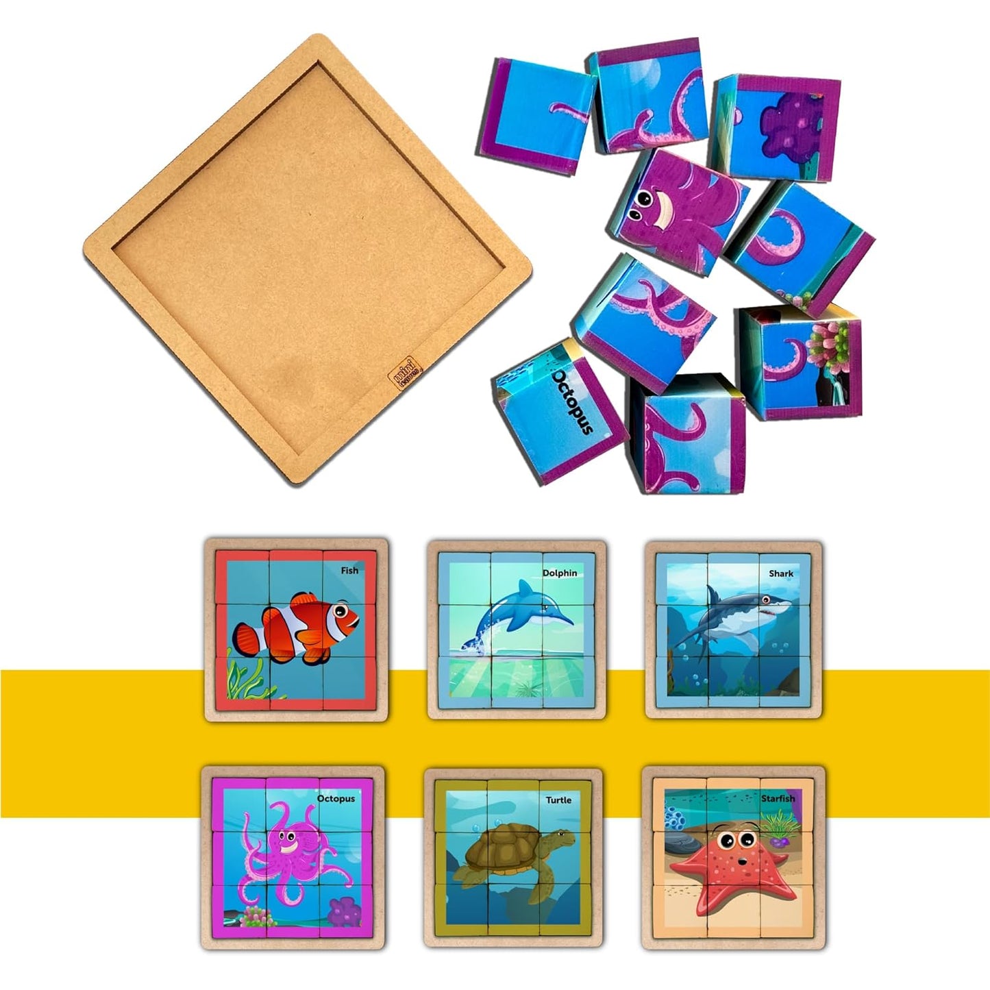 Cube Blocks Ocean Animals 6 Sides with 6 Animal 2+ Years