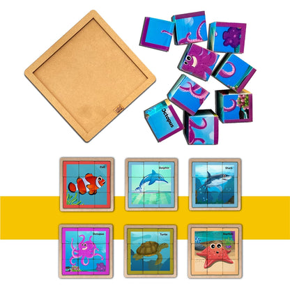 Cube Blocks Ocean Animals 6 Sides with 6 Animal 2+ Years