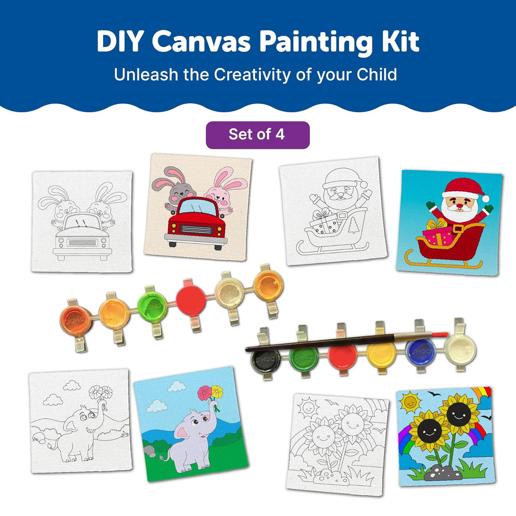 Mini Canvas Art Kit for 4 - 6 Years Set of 4