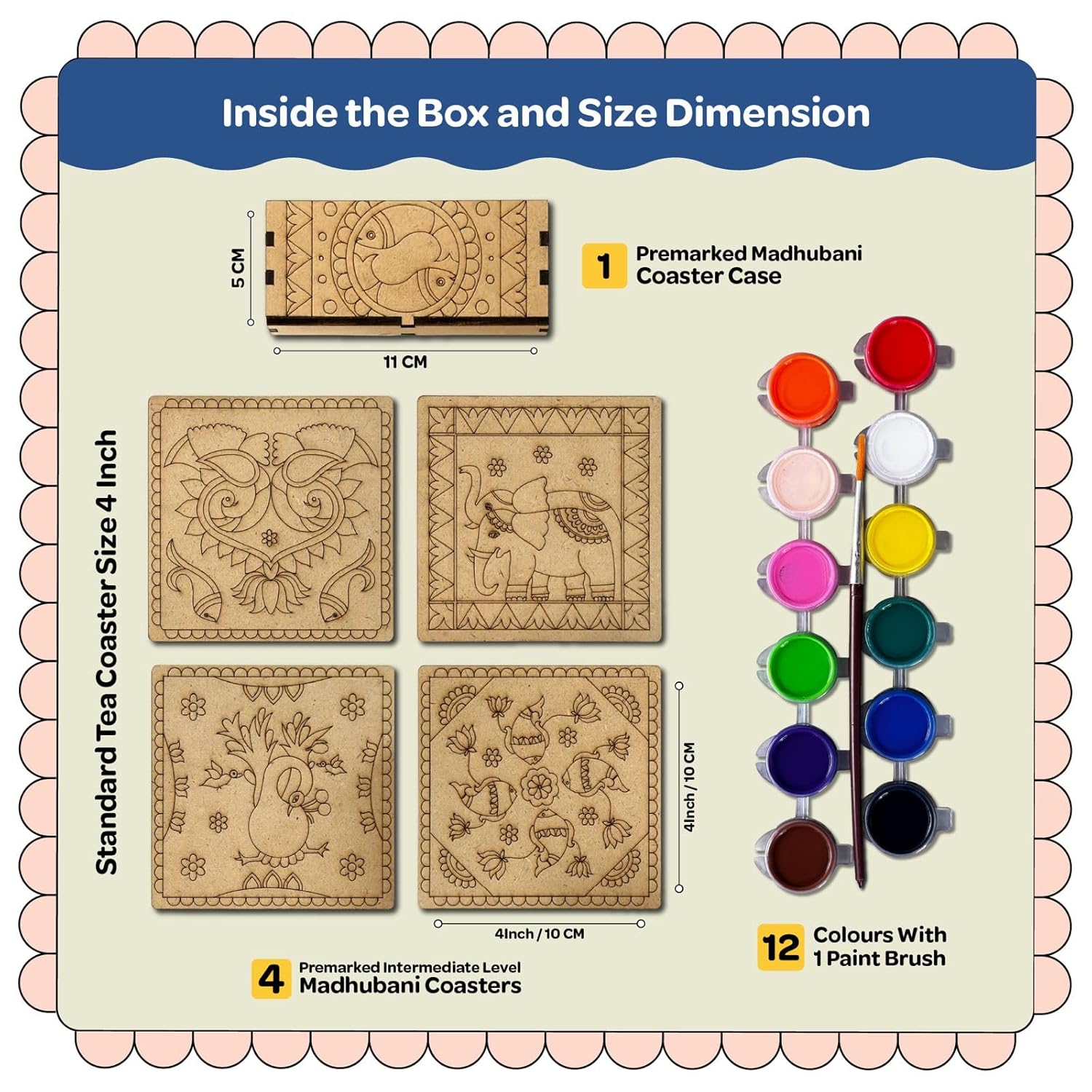 Madhubani DIY Tea Coaster Paint Art Kit