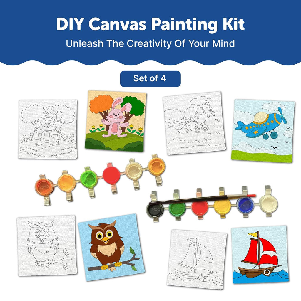 Canvas Craft Art Paint Kit for Beginner 4 to 6 Years- Set of 4