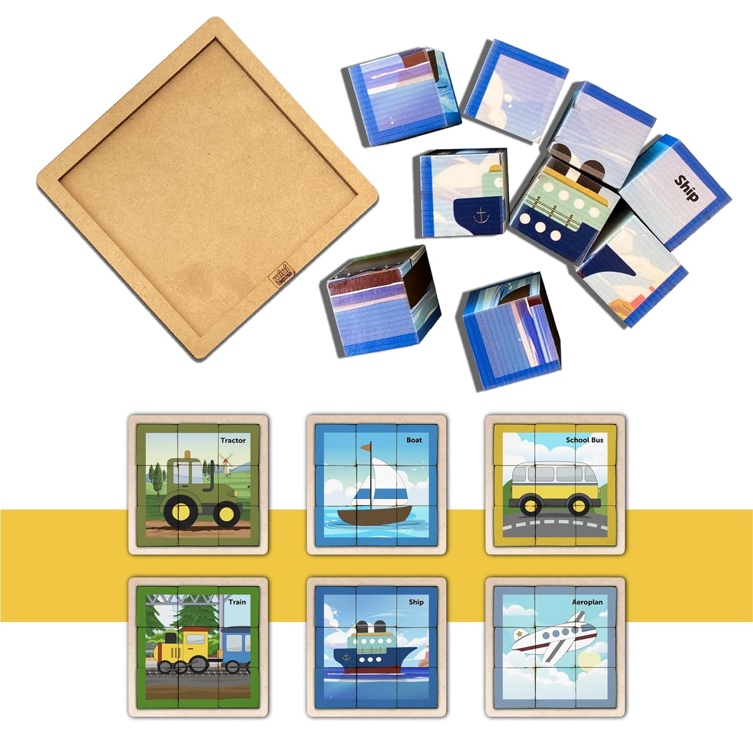 Cube Block Transport 6 Sides with 6 Animal 2+ Years