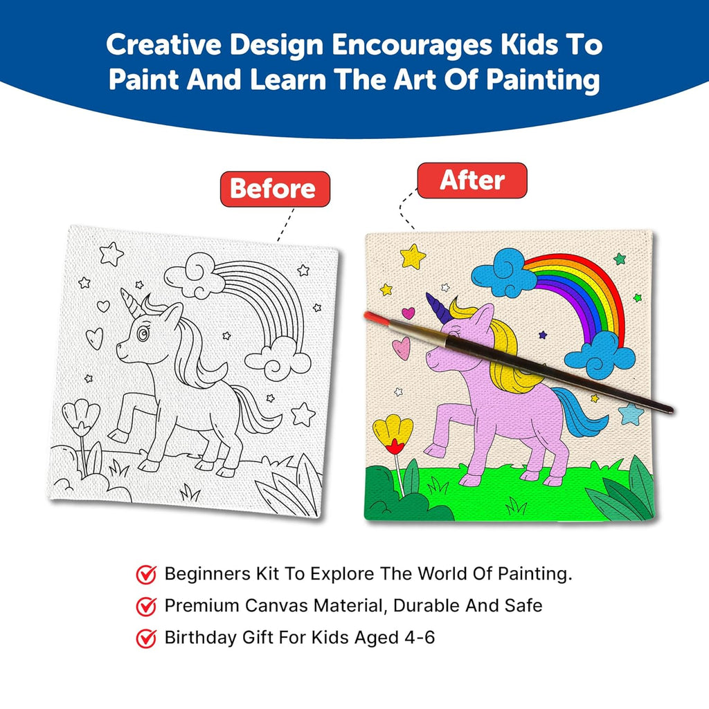 Mini Canvas Art and Craft Paint Kit For 4+ Set of 4