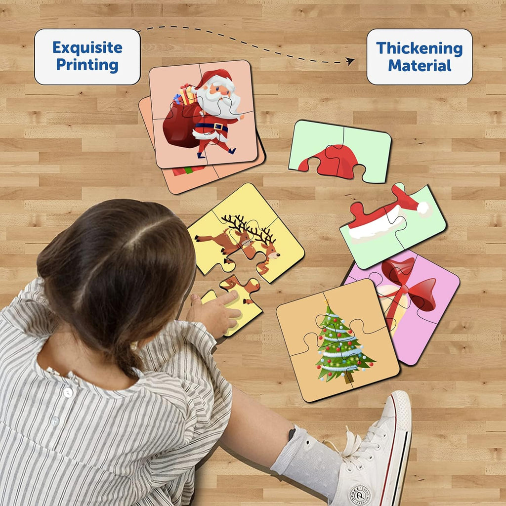 Christmas Wooden 4 Pieces Puzzle Set of 6