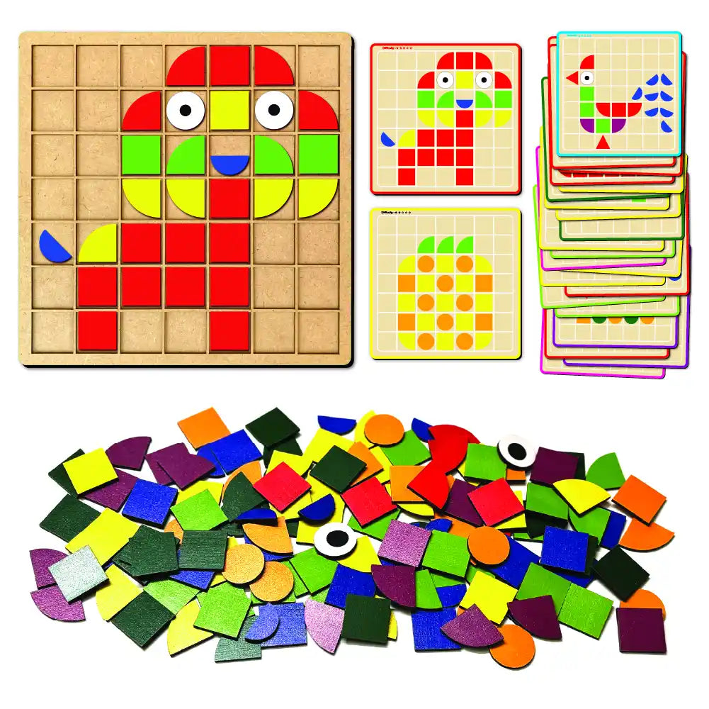 Wooden Pattern Block Puzzle Toy (157 Pieces)