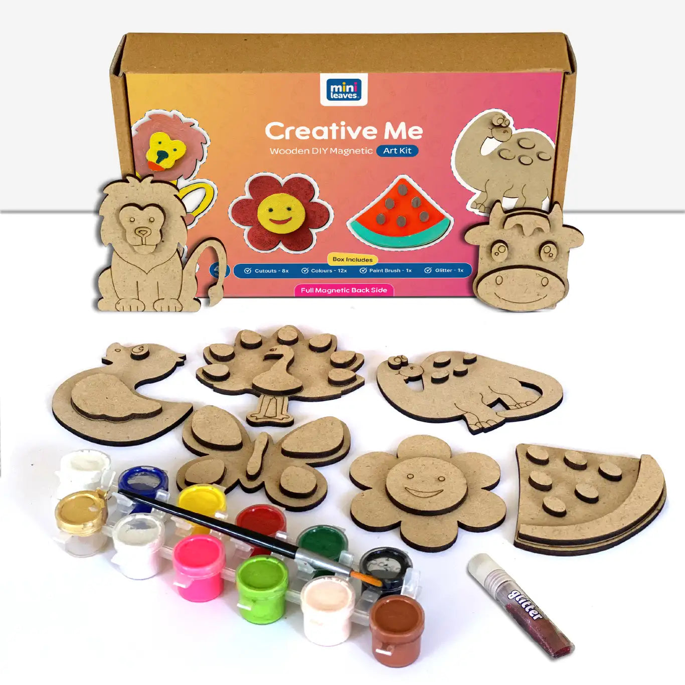 Creative Me” Wooden Fridge Magnets DIY Paint Kit Set of 8