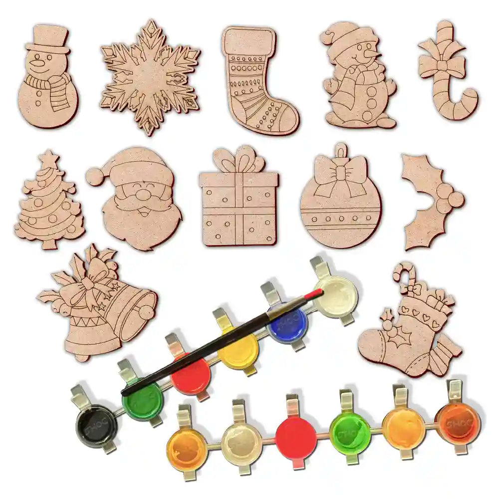DIY Christmas Santa Claus Wooden Fridge Magnets Cut Outs 6+ Years