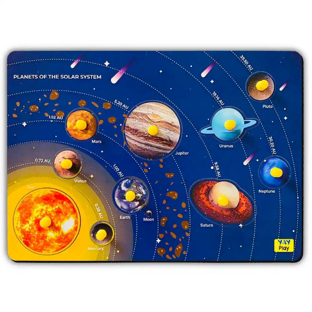 Solar Systems Wooden Knob Puzzle 3 Years+