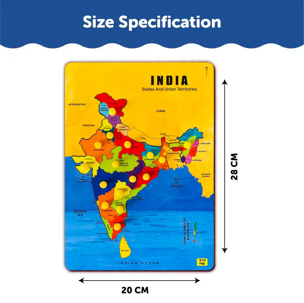India Map Knob Puzzles for Kids 3+ Years