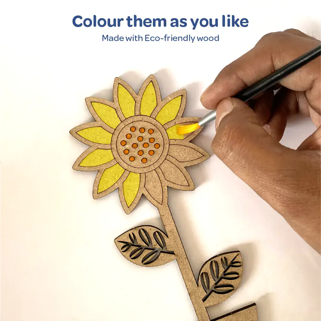 Creative Me” 3D Wooden Flower Pots DIY Art & Craft Paint Kit Set of 2