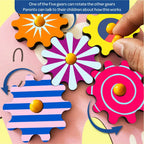 Baby Elephant Wooden Gear Toys with 5 Interchangeable Gears for 2+ Years