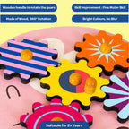 Baby Elephant Wooden Gear Toys with 5 Interchangeable Gears for 2+ Years