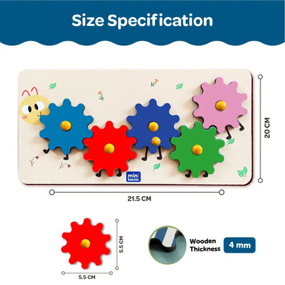 Walking Snail Wooden Gear Toys with 5 Interchangeable Gears for 2+ Years