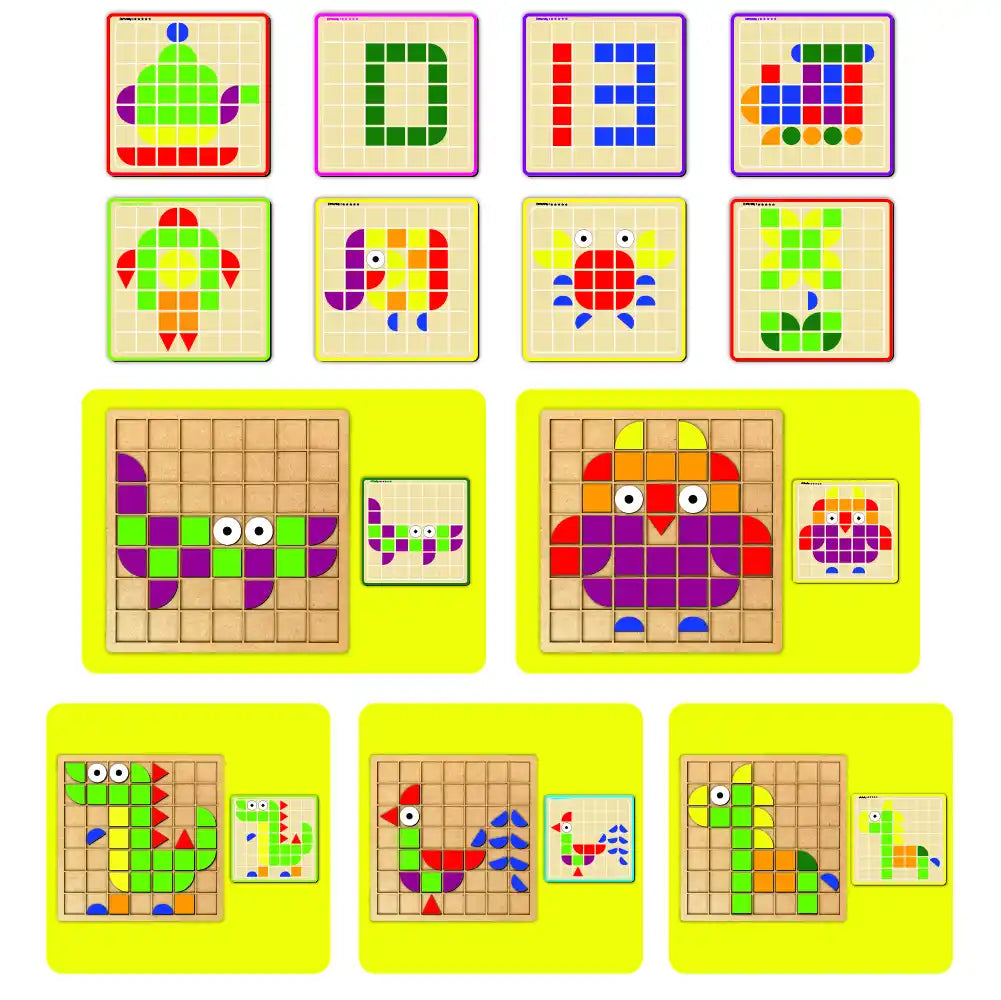 Wooden Pattern Block Puzzle Toy (157 Pieces)