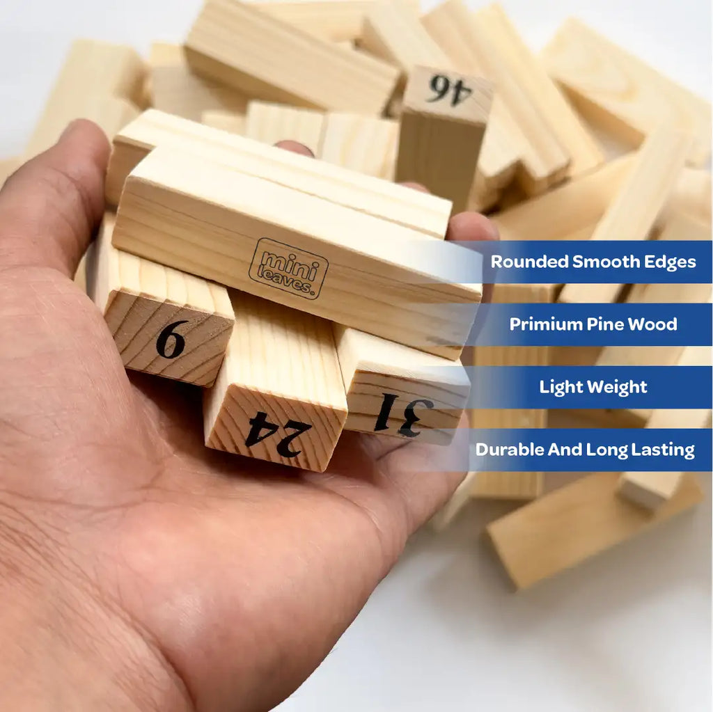 Wooden Jenga Block Tower Game (54 Pieces + Dice)