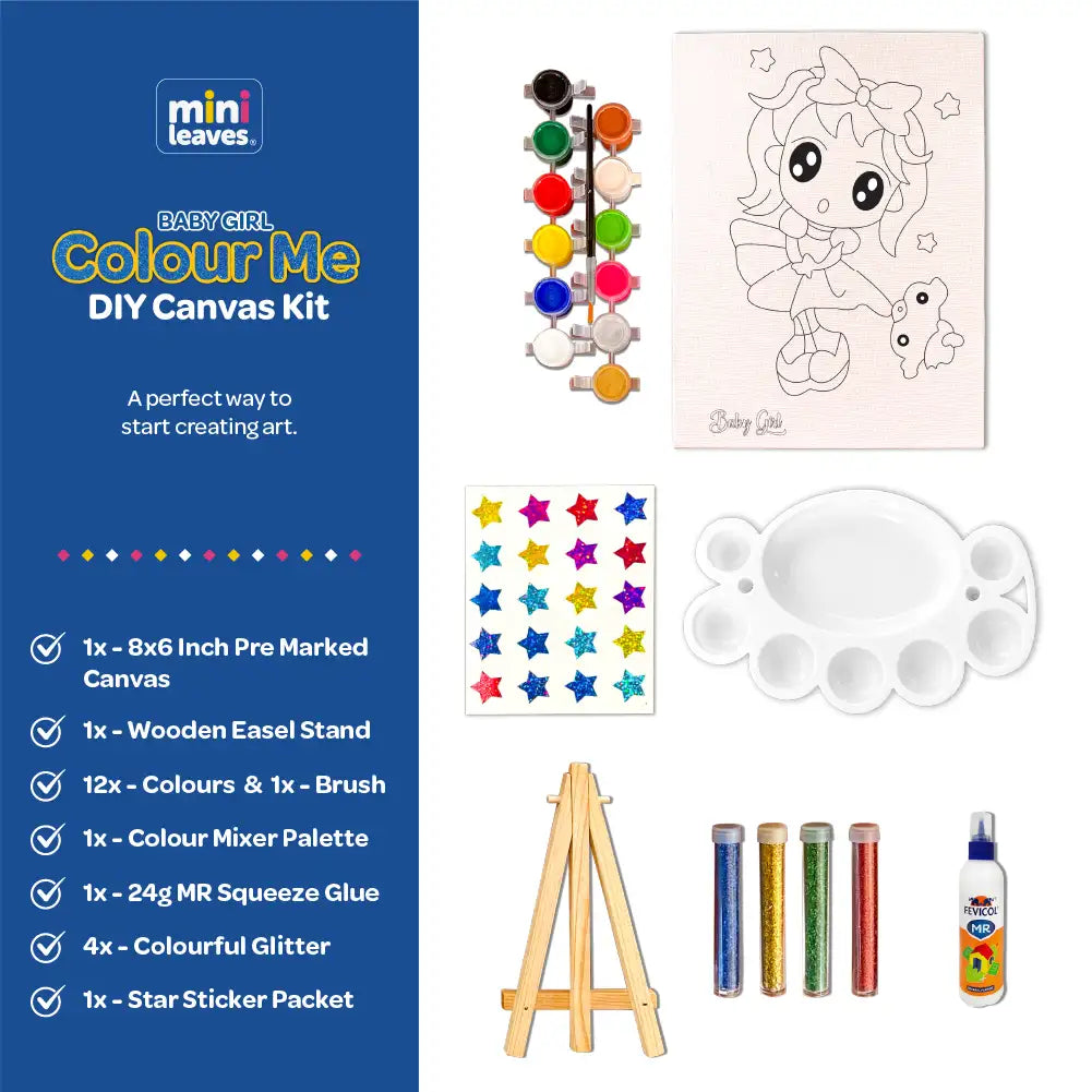 Baby Girl DIY Canvas Art and Paint Kit 6+ Years