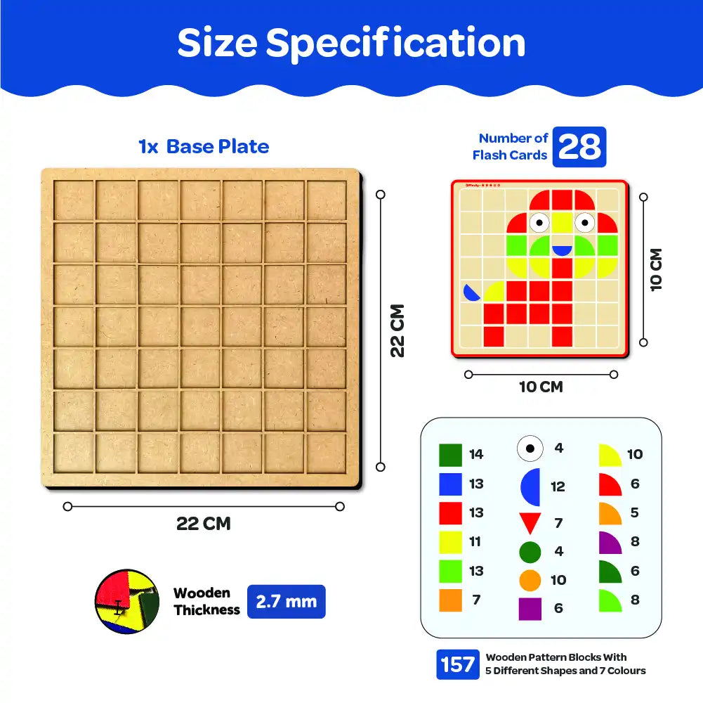 Wooden Pattern Block Puzzle Toy (157 Pieces)