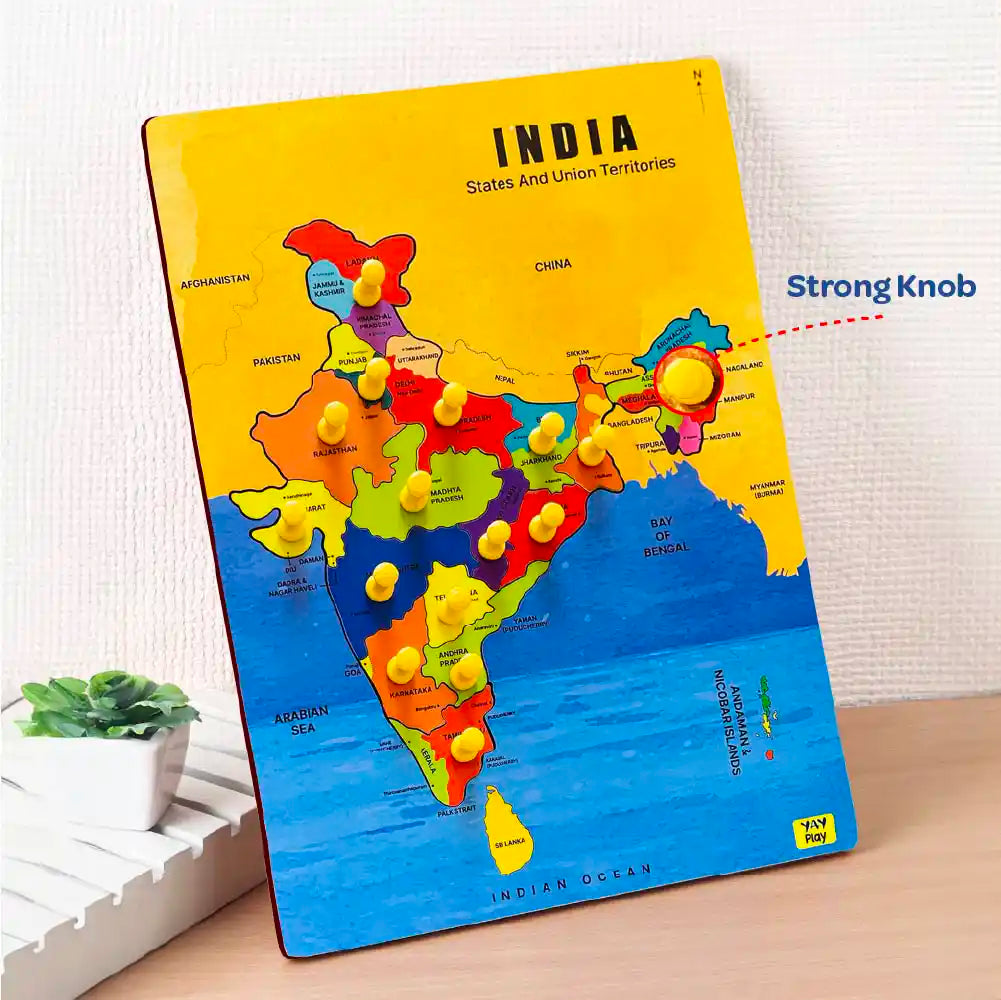 India Map Knob Puzzles for Kids 3+ Years