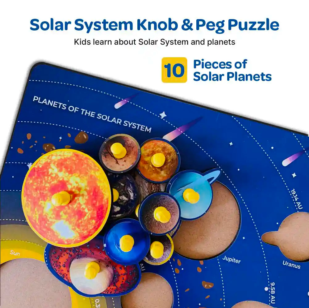 Solar Systems Wooden Knob Puzzle 3 Years+