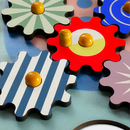 Elephant Wooden Gear Toys with 5 Interchangeable Gears for 2+ Years