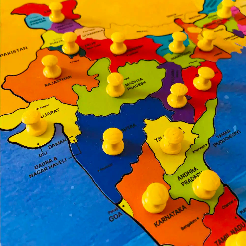India Map Knob Puzzles for Kids 3+ Years