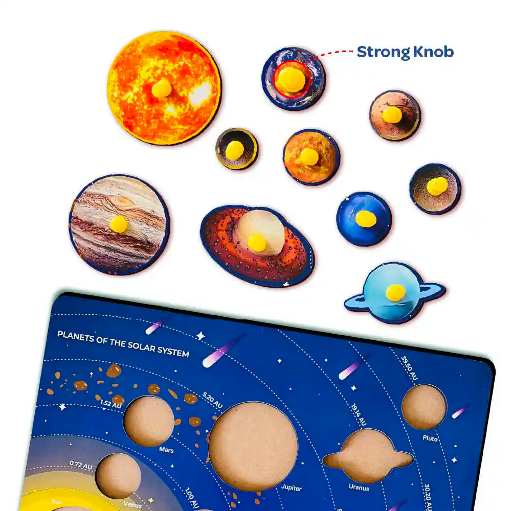 Solar Systems Wooden Knob Puzzle 3 Years+