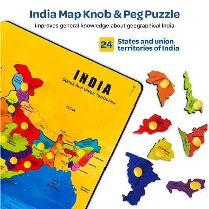 India Map Knob Puzzles for Kids 3+ Years