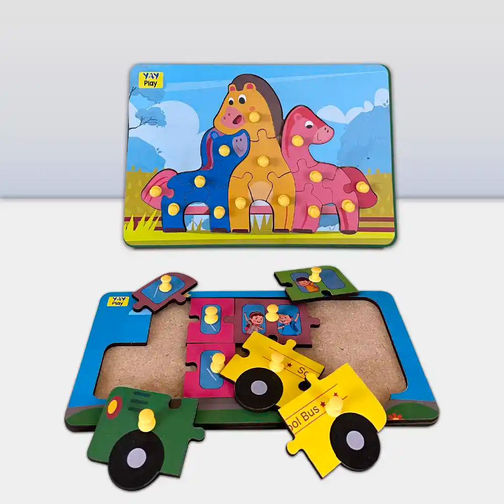 Colorful Learning Educational Puzzle Board for Kids with Knobs