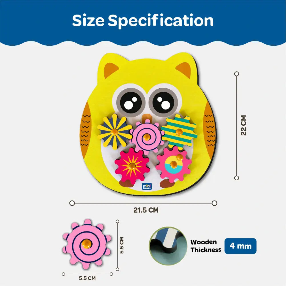 Owl Wooden Gear Toys with 5 Interchangeable Gears for 2+ Years