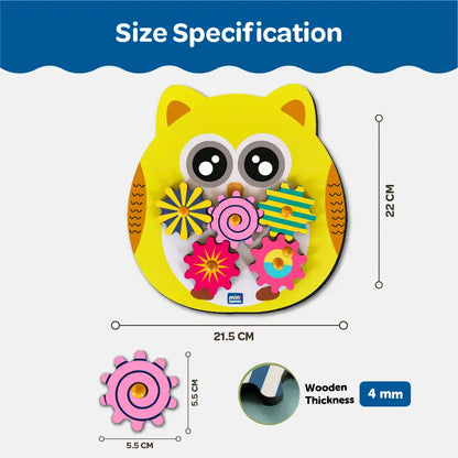 Owl Wooden Gear Toys with 5 Interchangeable Gears for 2+ Years