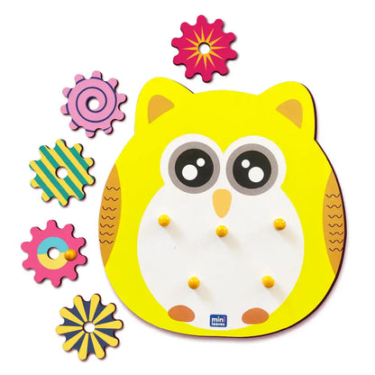 Owl Wooden Gear Toys with 5 Interchangeable Gears for 2+ Years