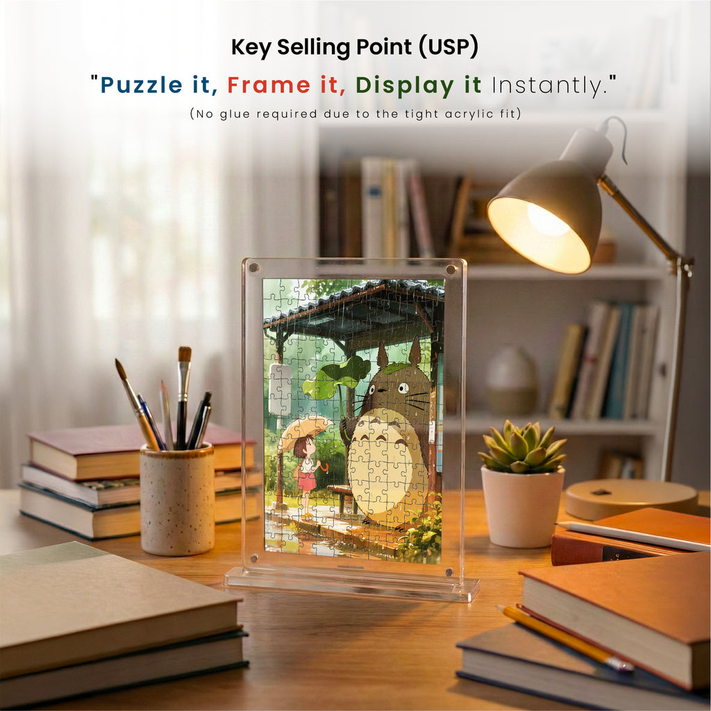 My Neighbor Totoro Miniature Frame Puzzle | Magnetic Display Jigsaw Puzzle (140 Pieces) | Mini Leaves