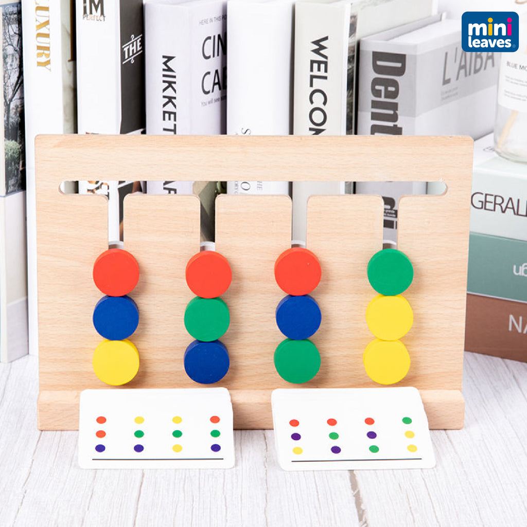 Montessori Slide & Match Wooden Color Puzzle With 25 Flashcards