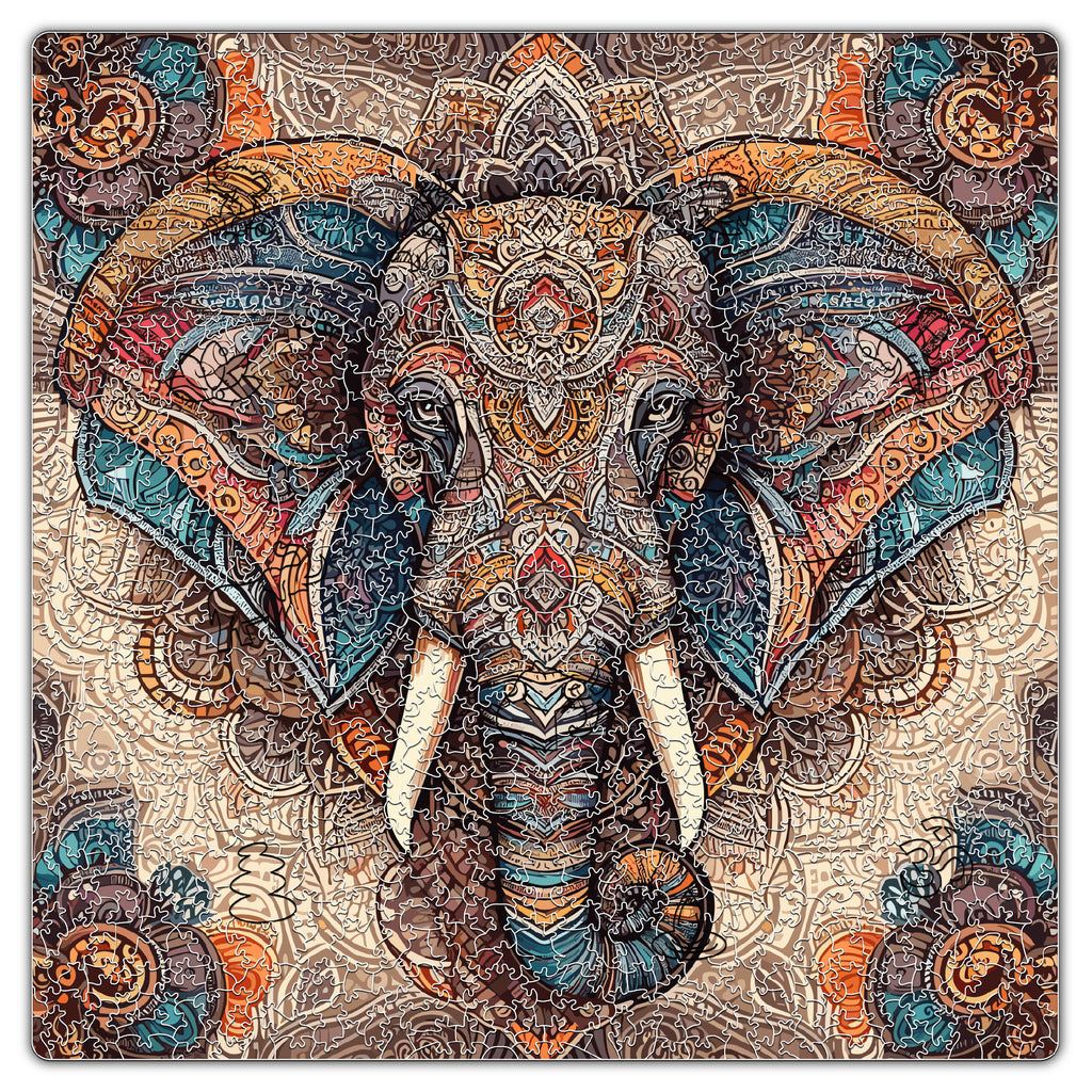Majestic Elephant | Unique Shape Wooden Puzzle | Mini Leaves