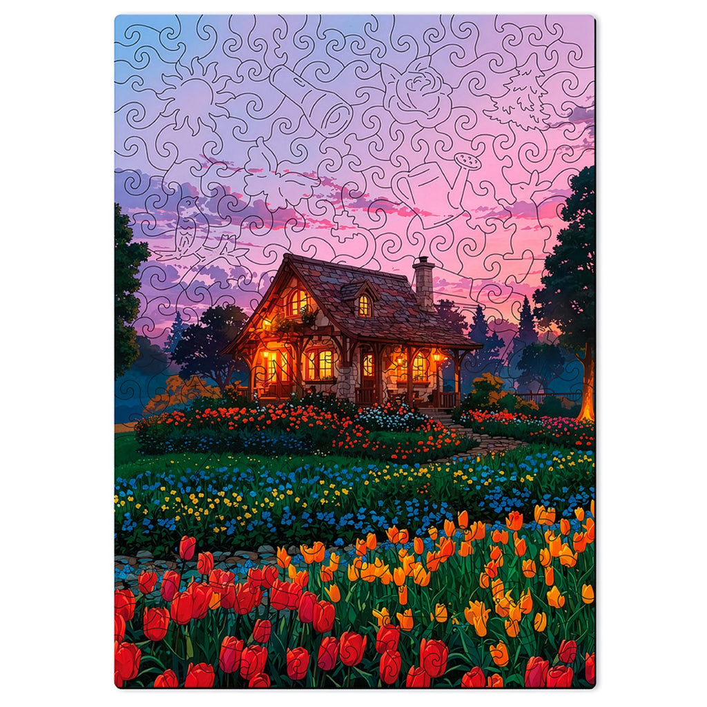 The Estate At Dusk – Unique Shape Wooden Puzzle (200 Pieces) | Mini Leaves