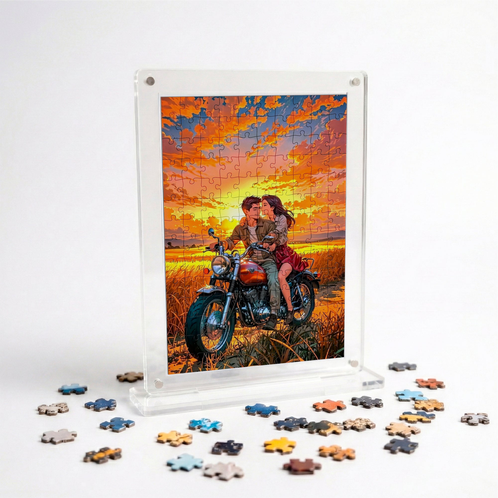 Couple On Bike Miniature Frame Puzzle