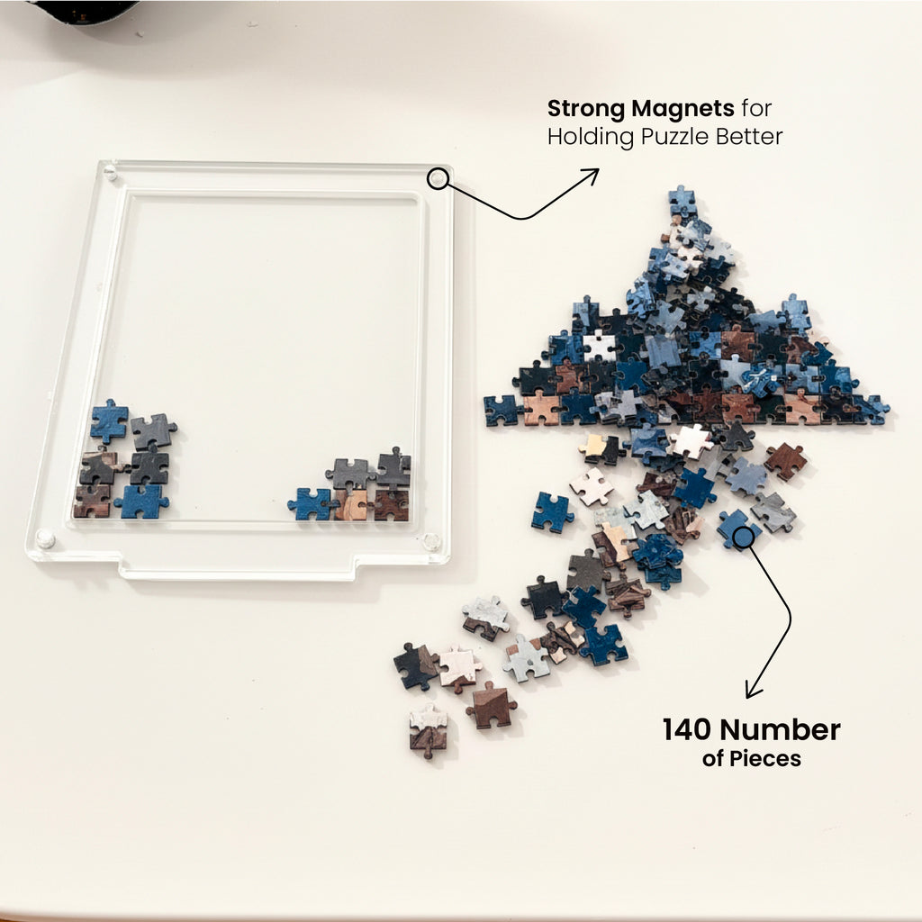 Acrylic Miniature Frame Puzzle | Magnetic Display Jigsaw Puzzle (140 Pieces) | Mini Leaves